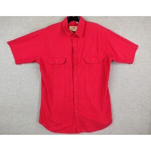 Cabelas Mens Shirt Large Red Short Sleeve Button Up Outdoor‎ Hunting Hiking Camp